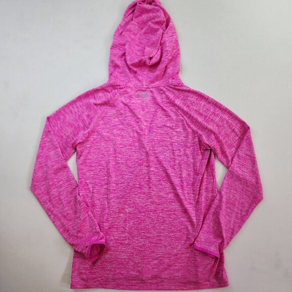 Under Armour Sweatshirt Women Medium Pink Heather Hoodie Vneck Running - Picture 5 of 7